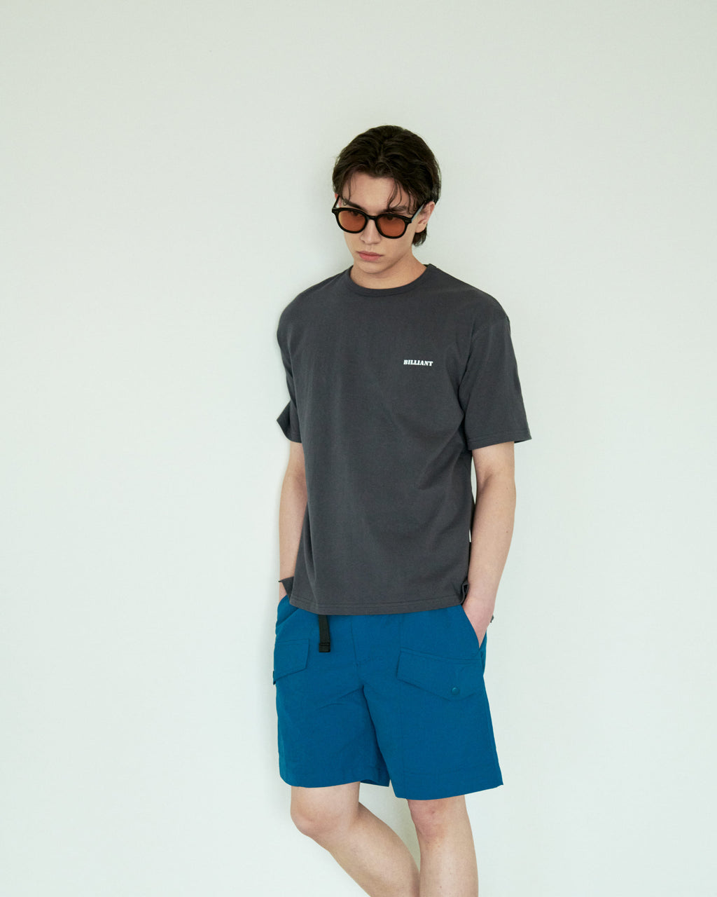 BILLIANT-Basic Open T-Shirt Charcoal - detail 4