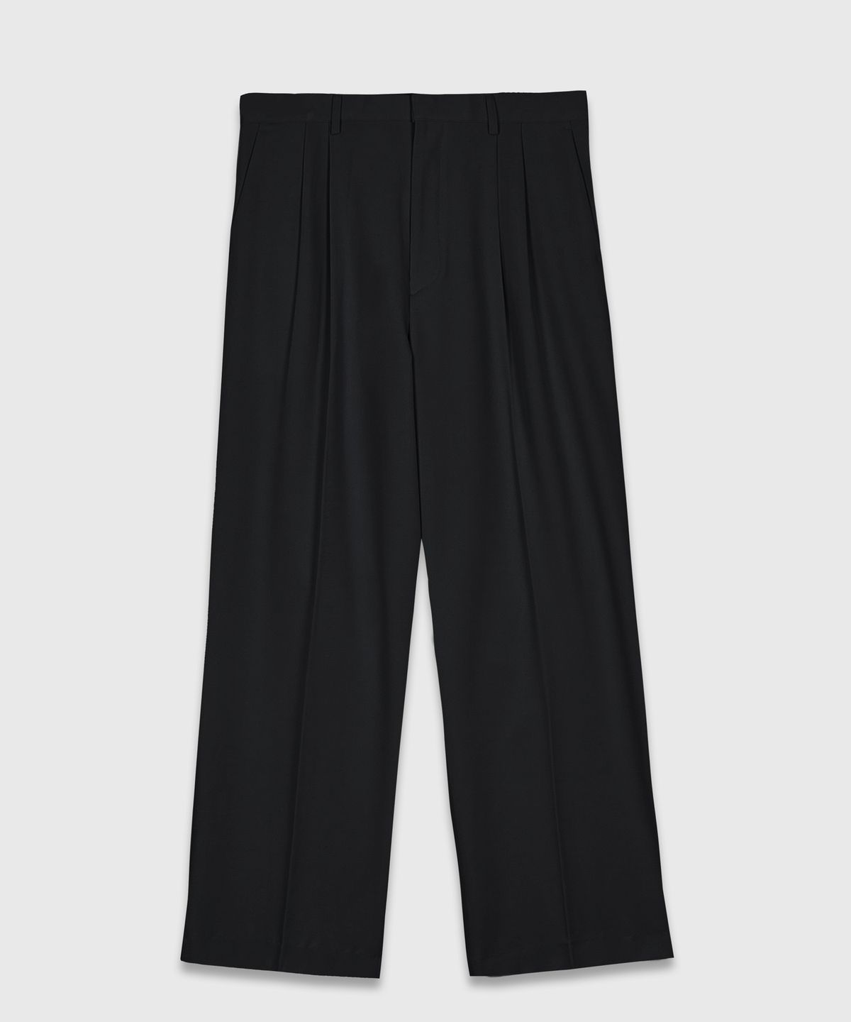 Double Pleat Semi-Wide Slacks Black