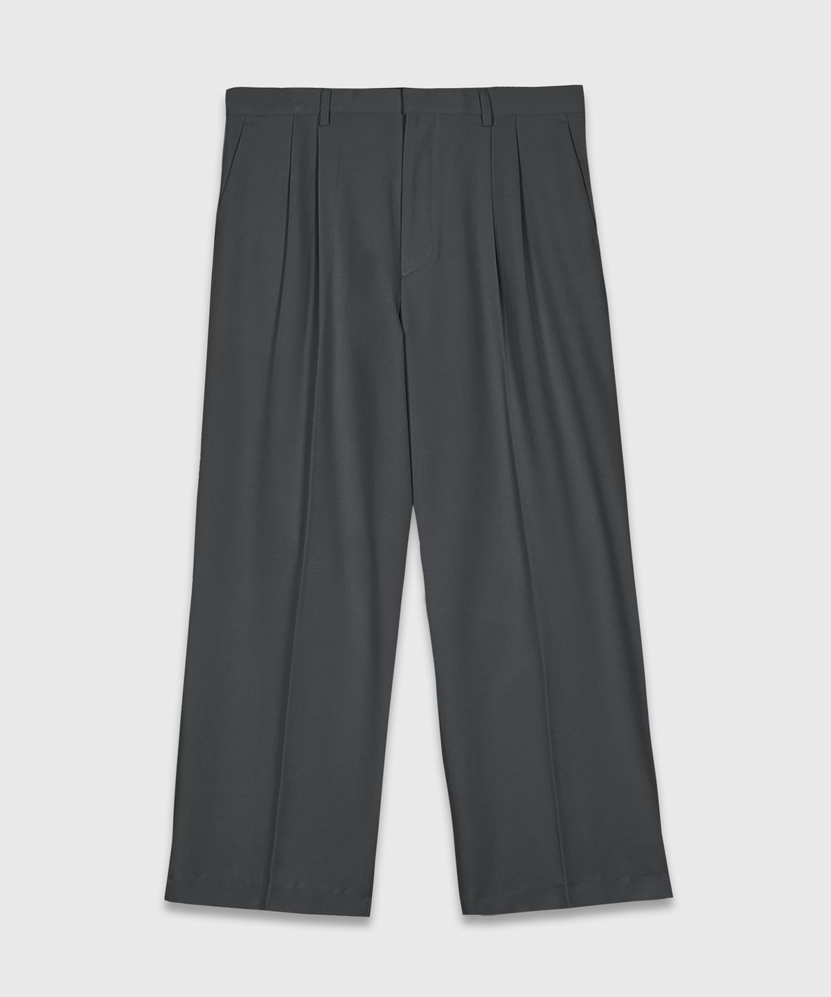Double Pleat Semi-Wide Slacks Charcoal