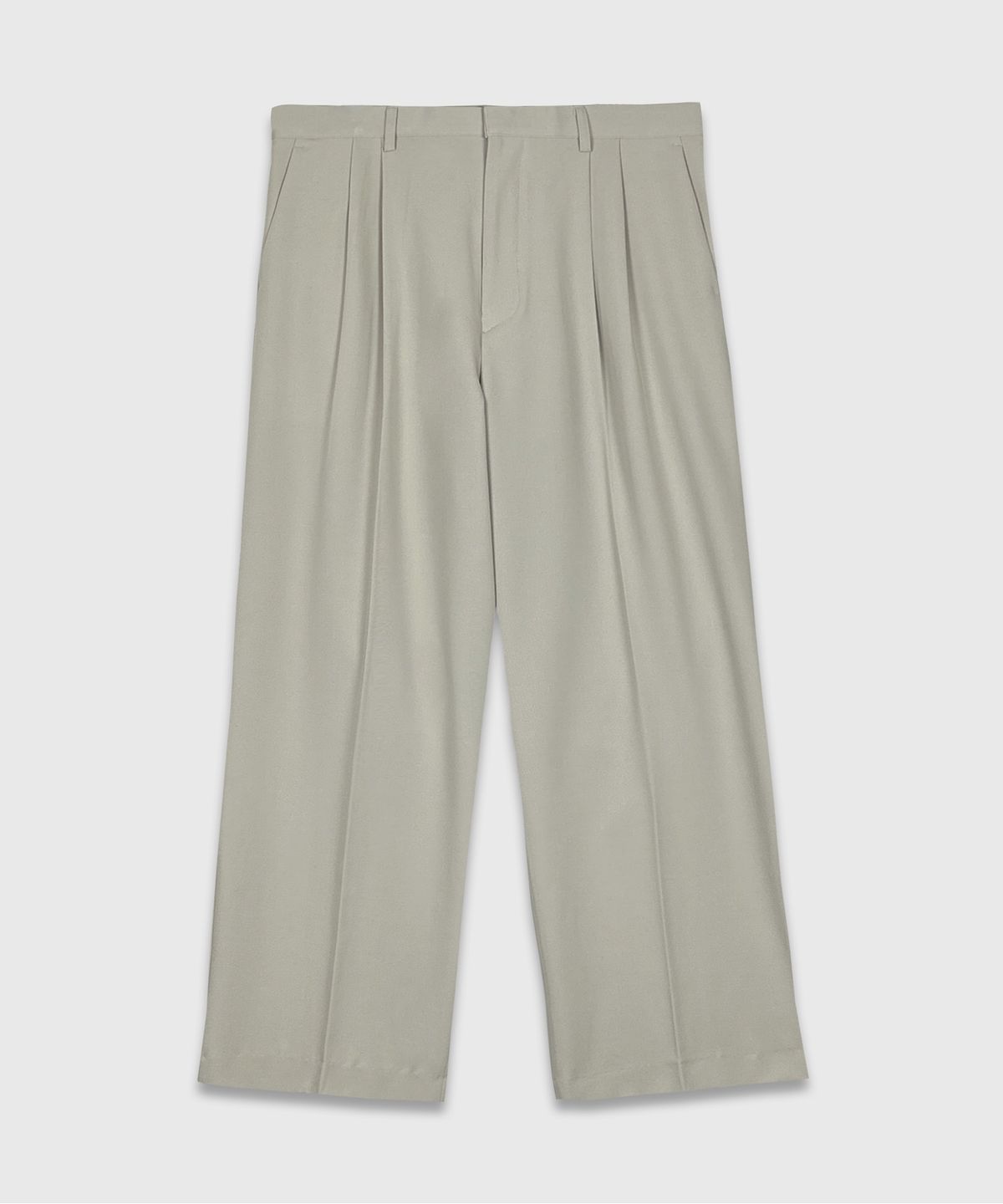 Double Pleat Semi-Wide Slacks Cream
