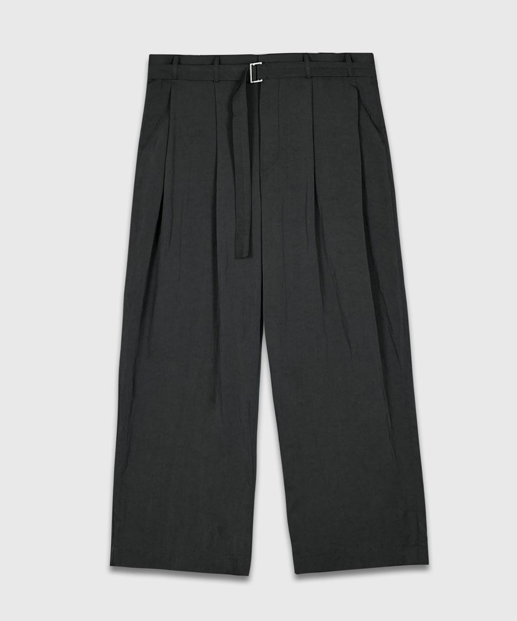 Belted Wide Slacks Charcoal