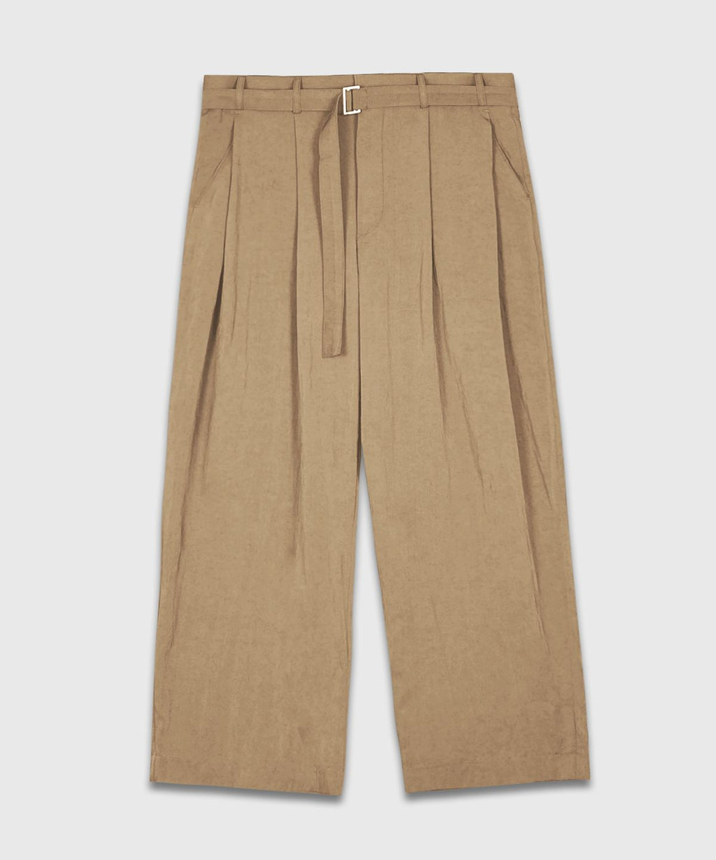 Belted Wide Slacks Beige