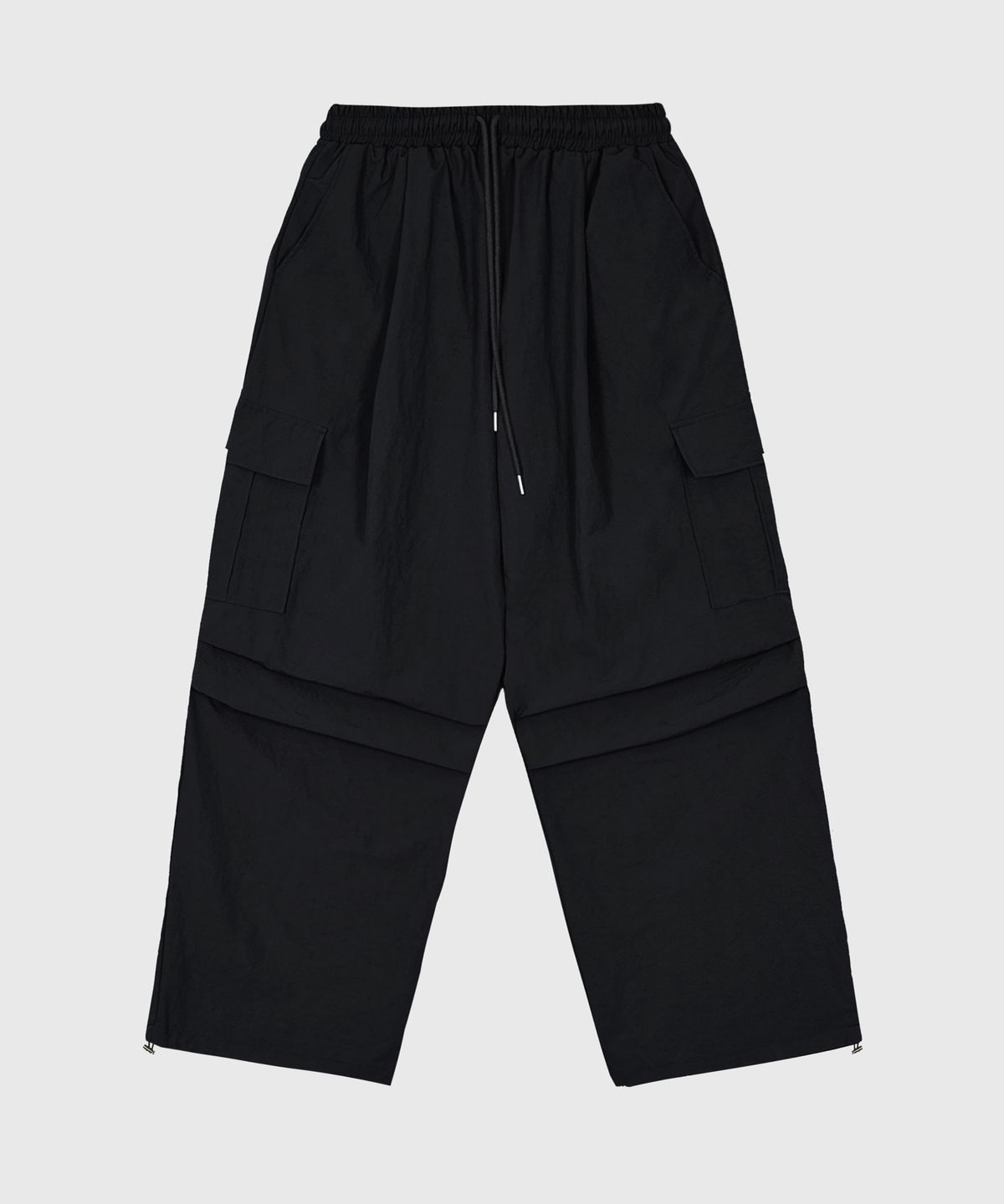 Wind Cargo Parachute String Pants Black