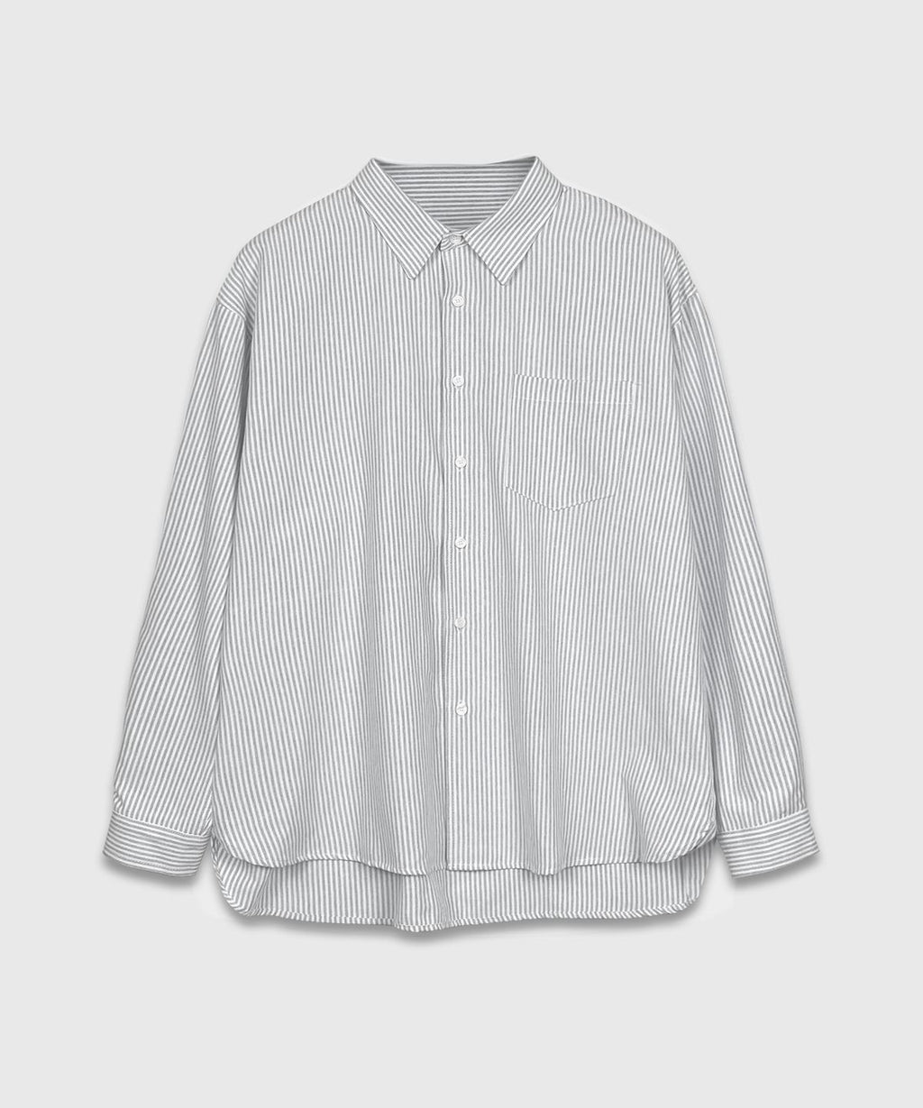 Oxford Stripe Over Shirt Grey