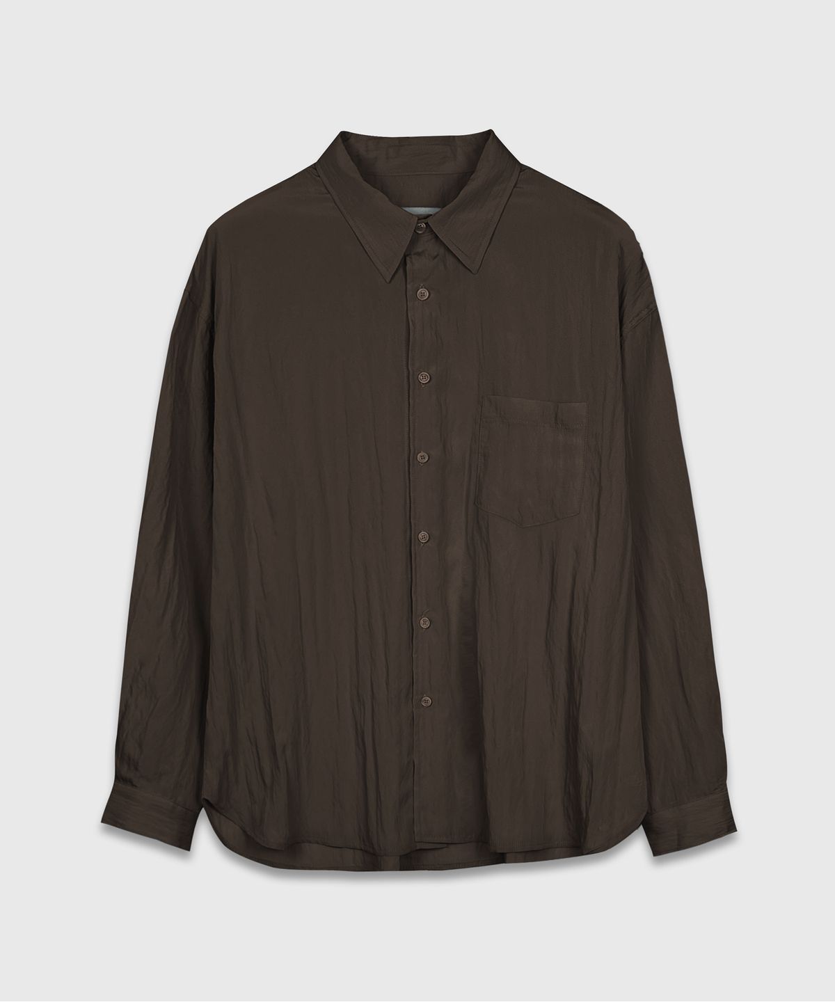 Wrinkle Basic Over Shirt Brown