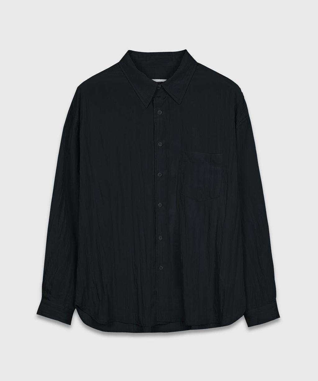 Wrinkle Basic Over Shirt Black