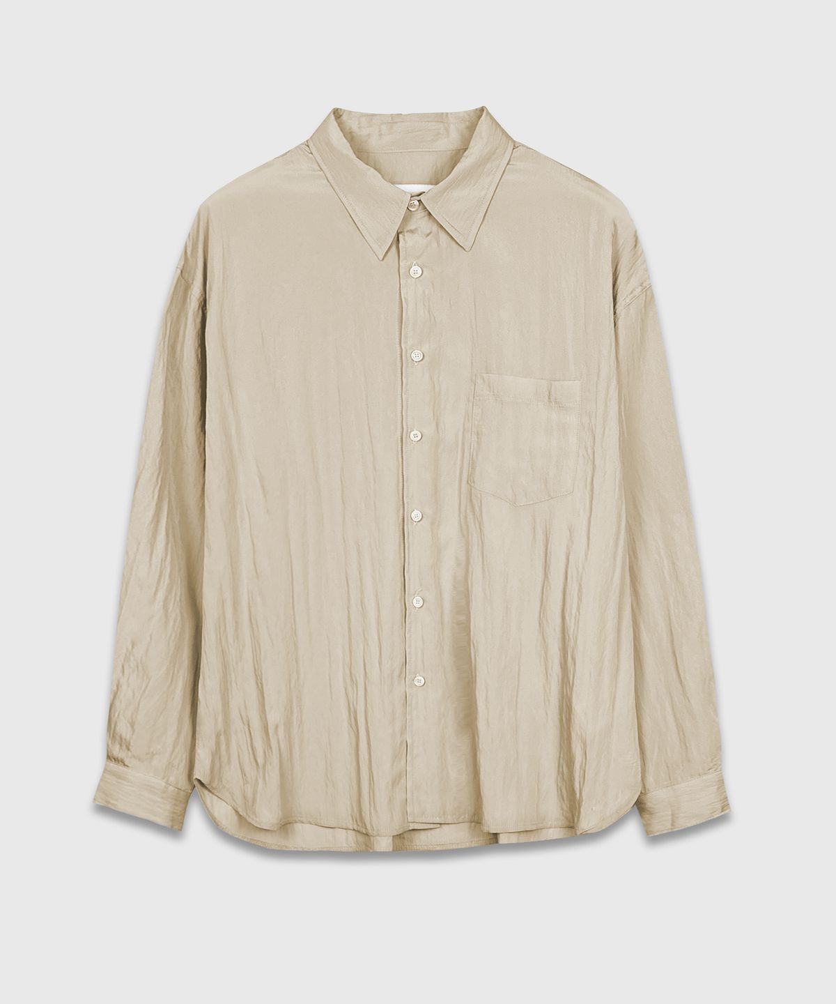 Wrinkle Basic Over Shirt Beige