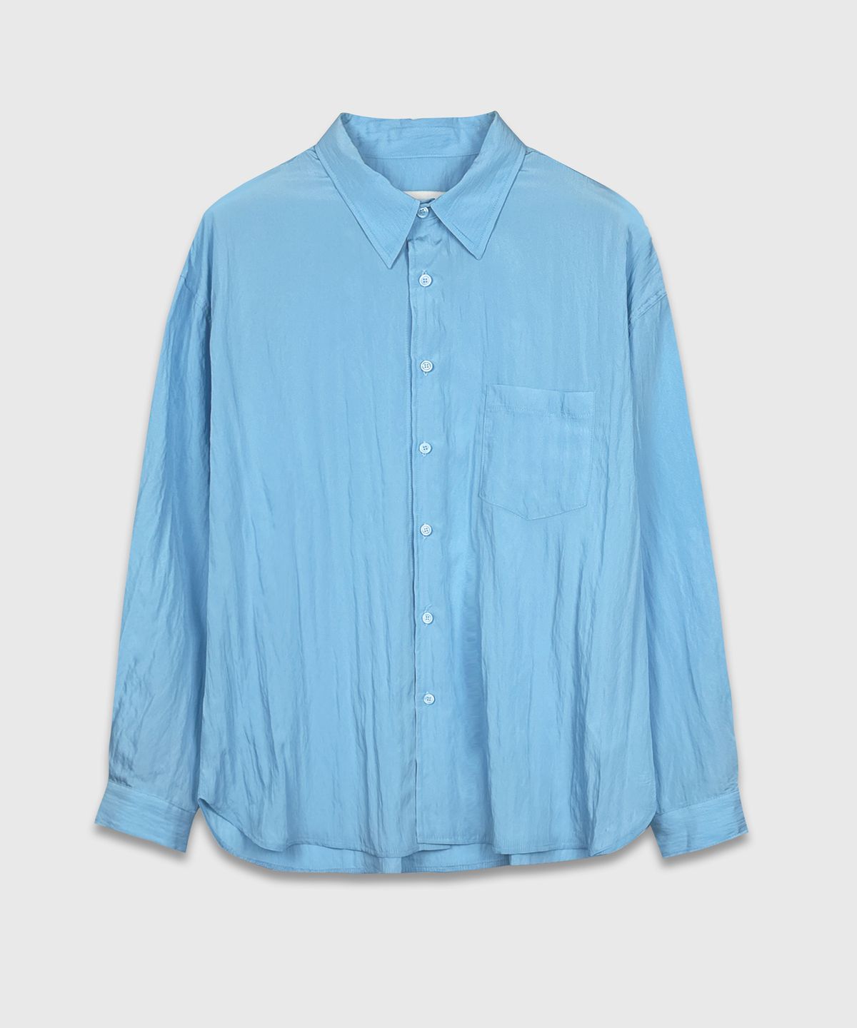 Wrinkle Basic Over Shirt Sky Blue