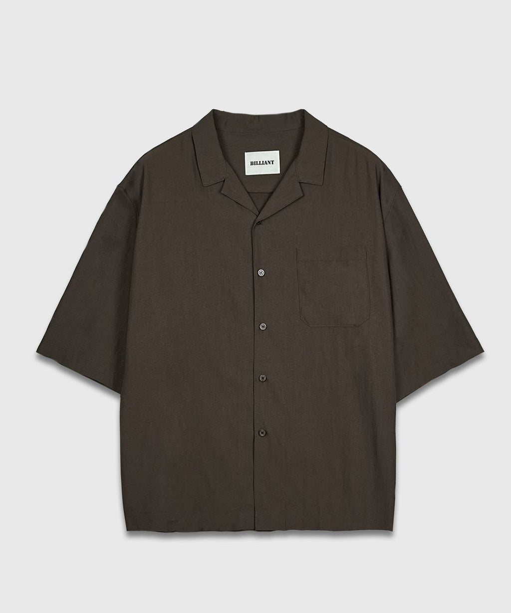 Recycled Open Collar Shirt Brown