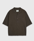 Recycled Open Collar Shirt Brown