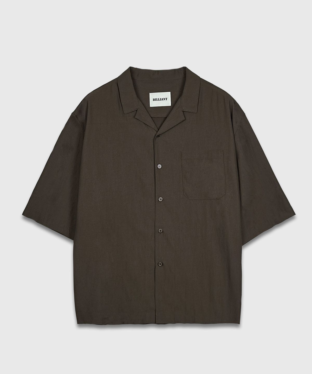 Recycled Open Collar Shirt Brown