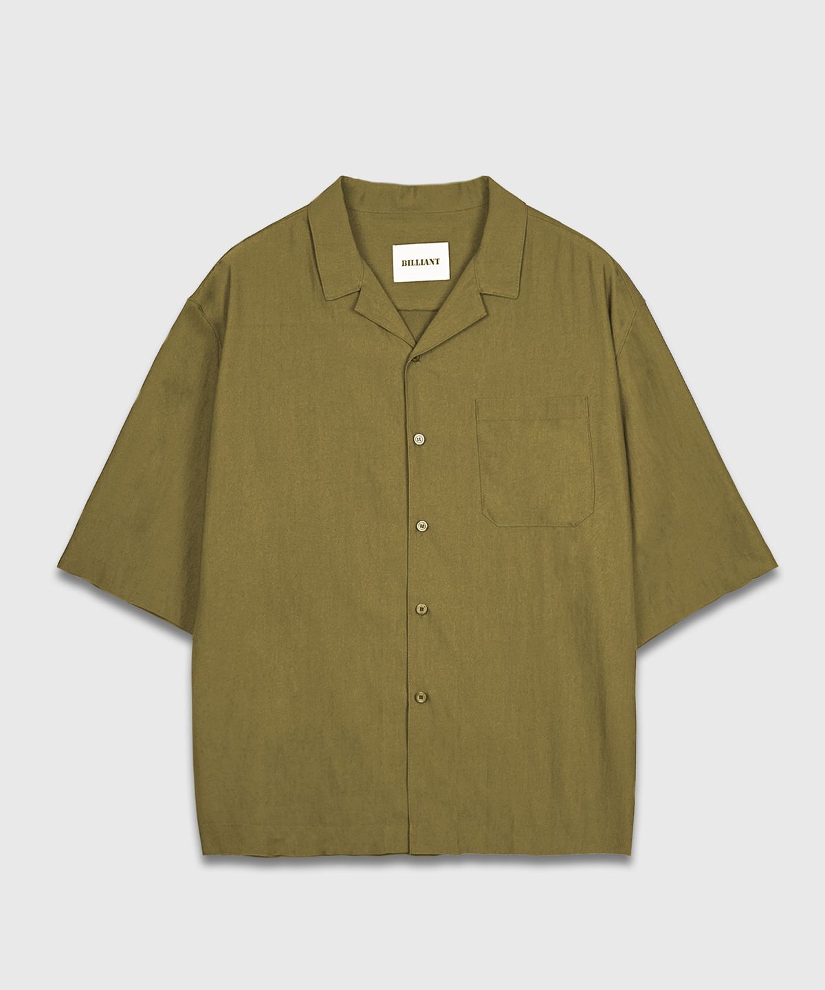 Recycled Open Collar Shirt Olive
