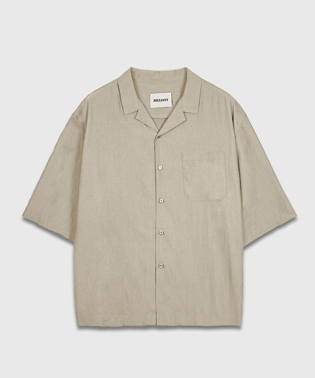 Recycled Open Collar Shirt Beige