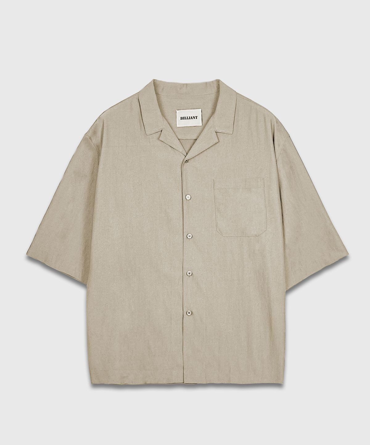 Recycled Open Collar Shirt Beige