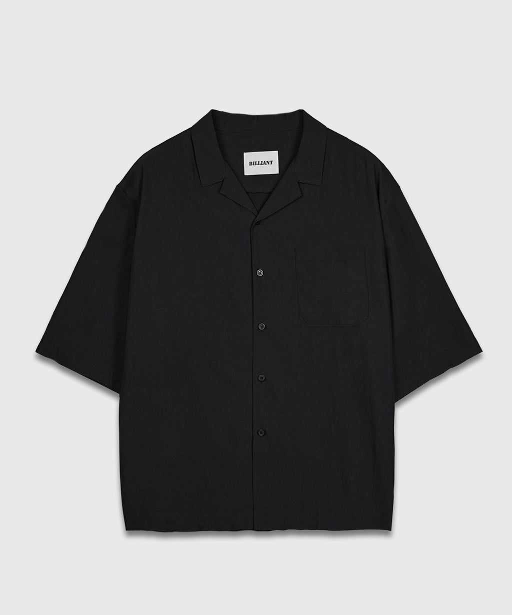 Recycled Open Collar Shirt Black