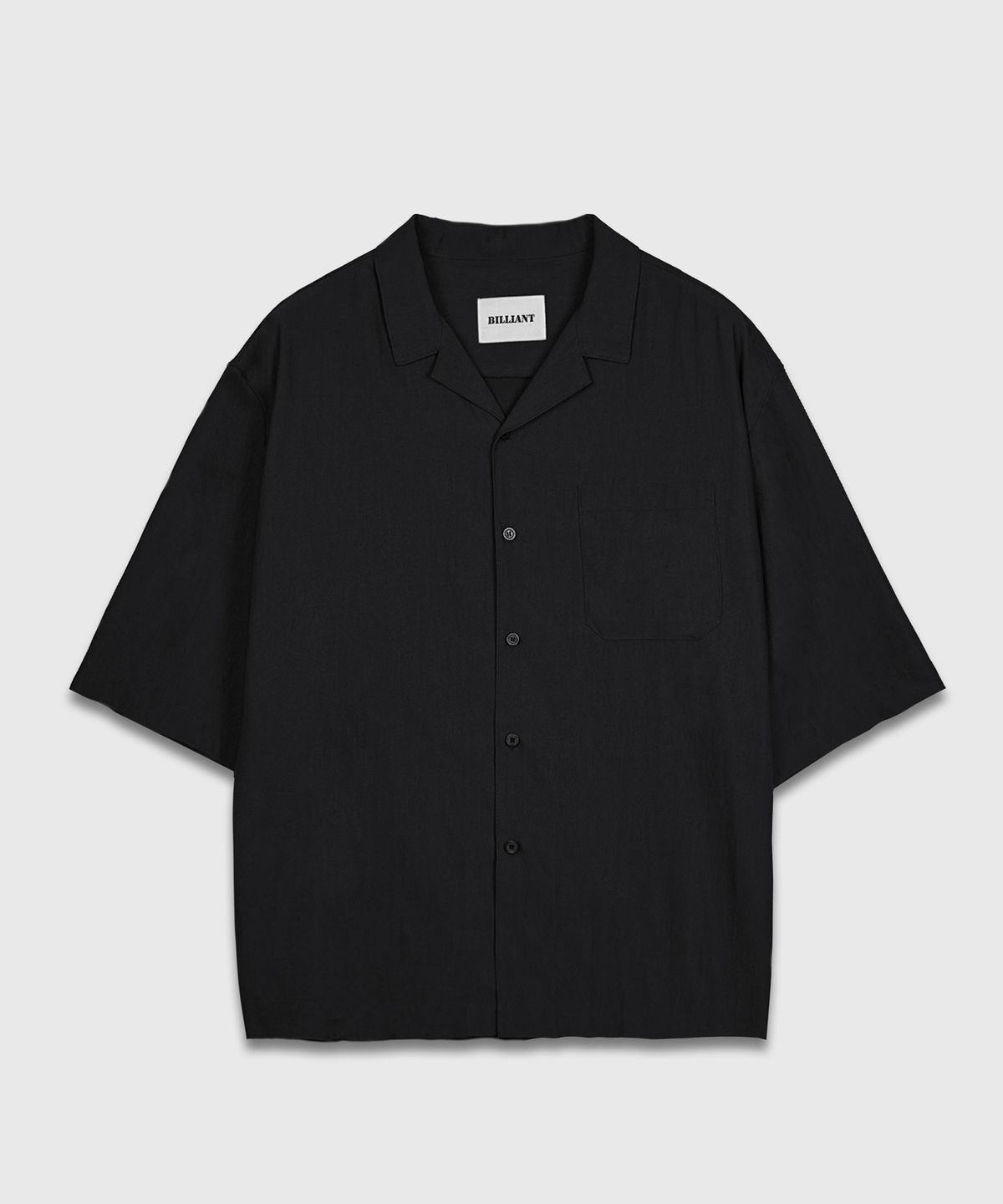 Recycled Open Collar Shirt Black