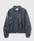 Crackle Leather Cropped Jacket Black
