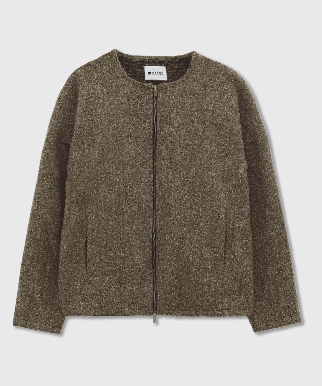 Jacquard Wool Cardigan Khaki