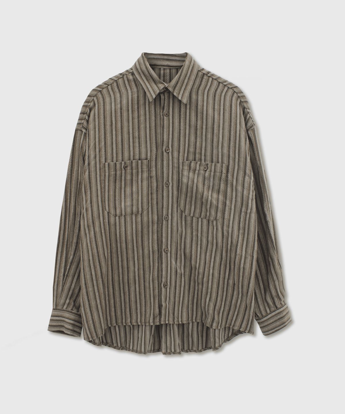 Stripe Fatigue Two Pocket Shirt Khaki