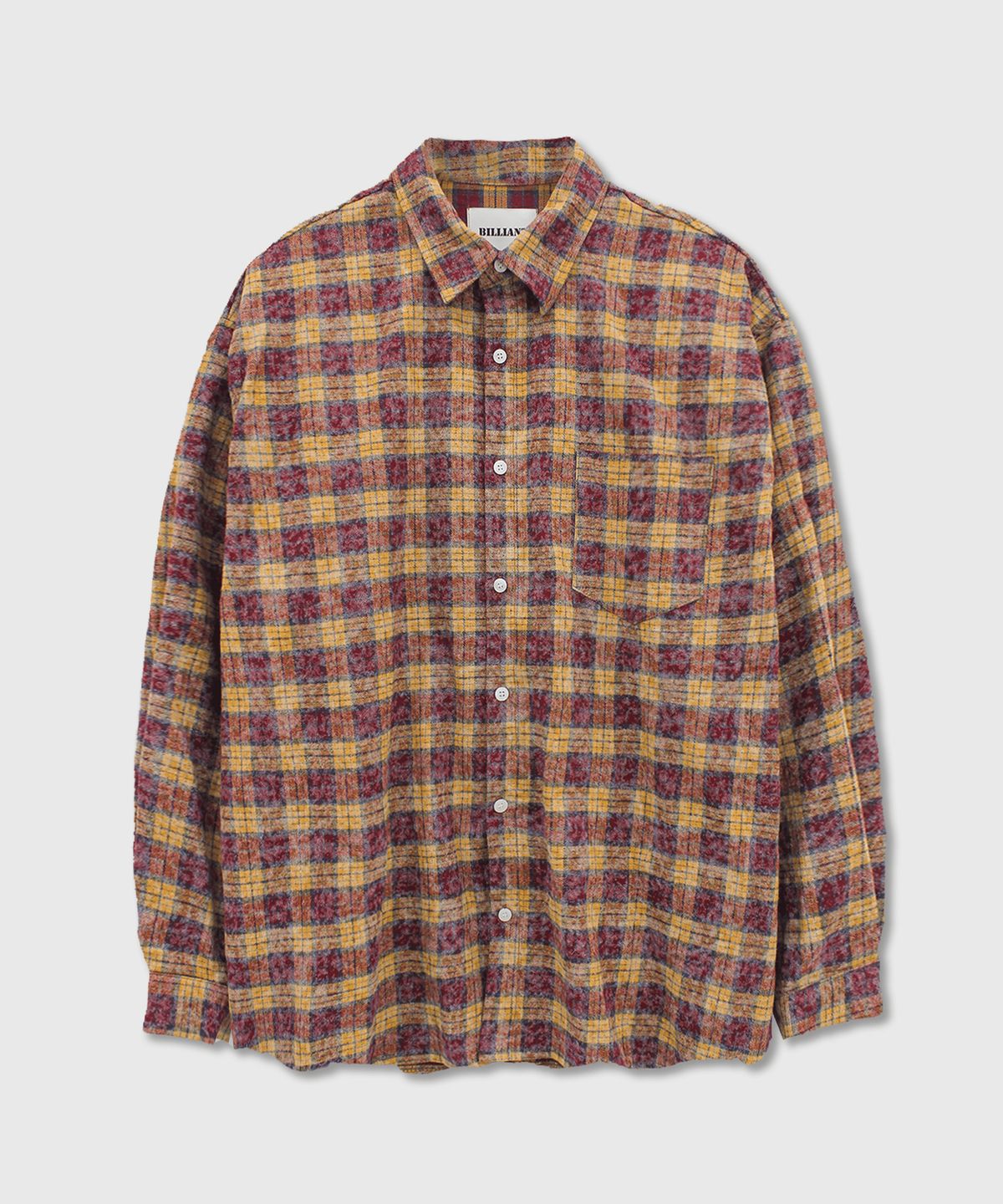 Painted One Pocket Check Shirt Wine