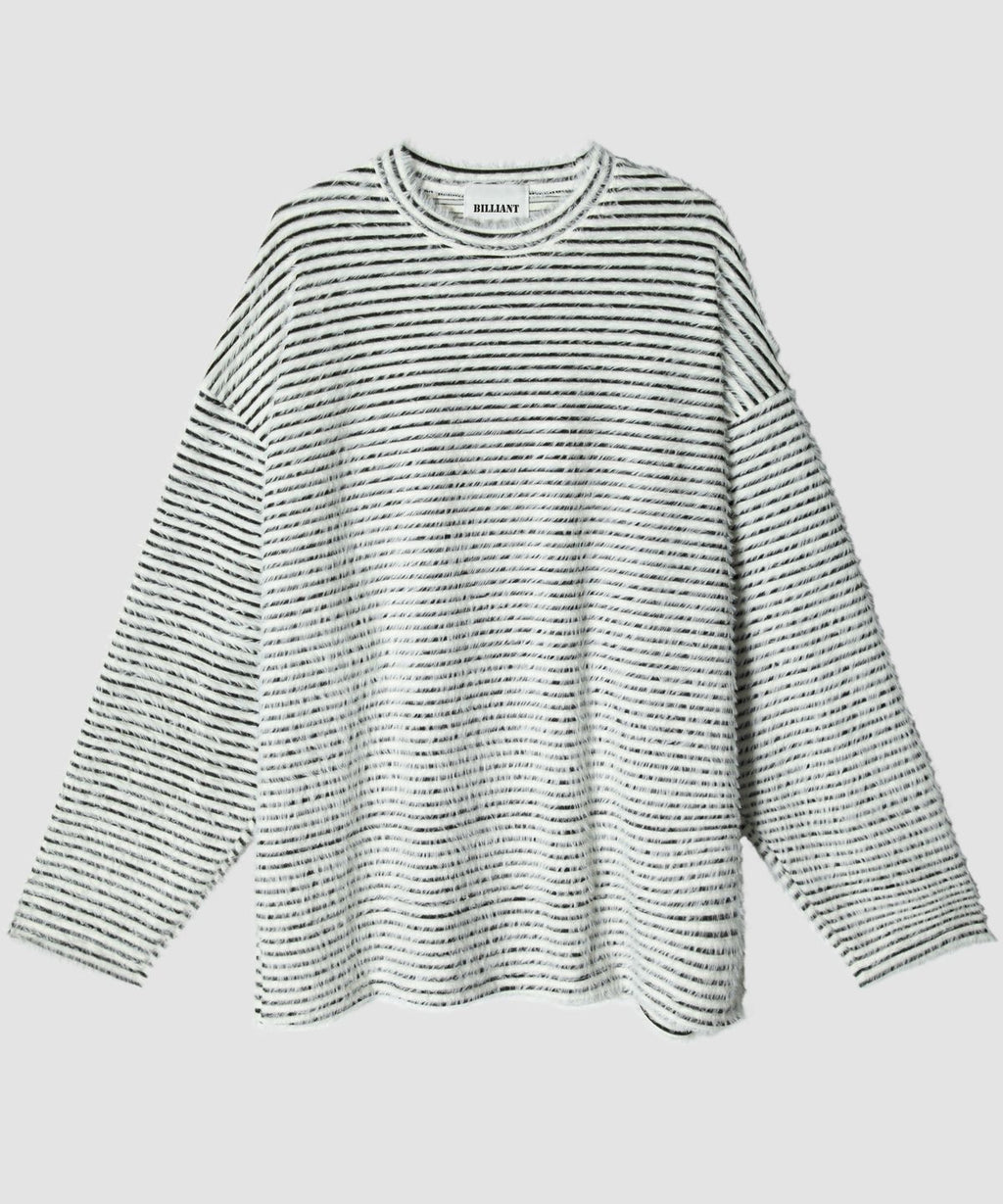 Mohair Over Border Knit White