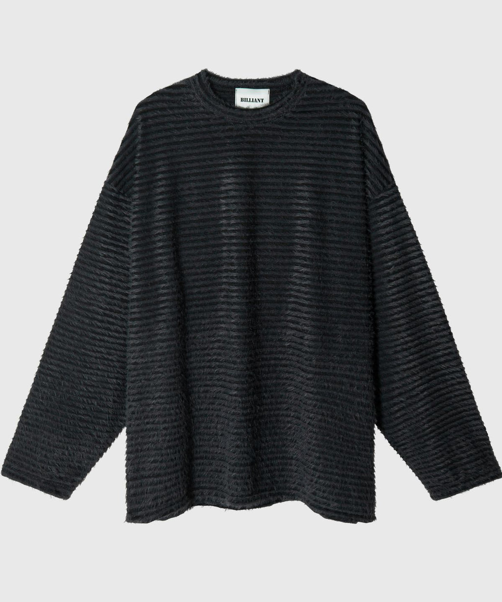 Mohair Over Border Knit Charcoal