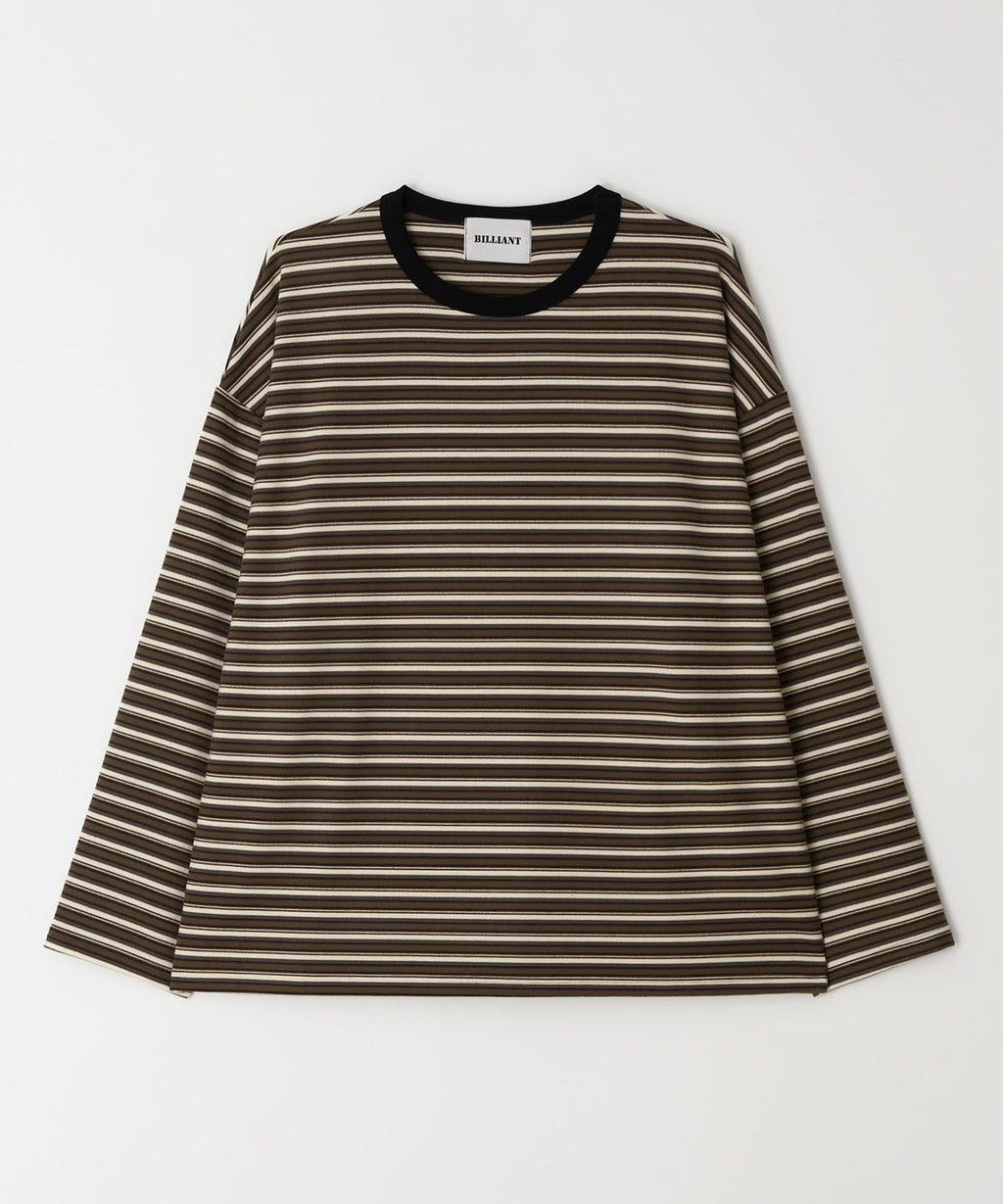 Soft Over Border Knit Brown Ivory