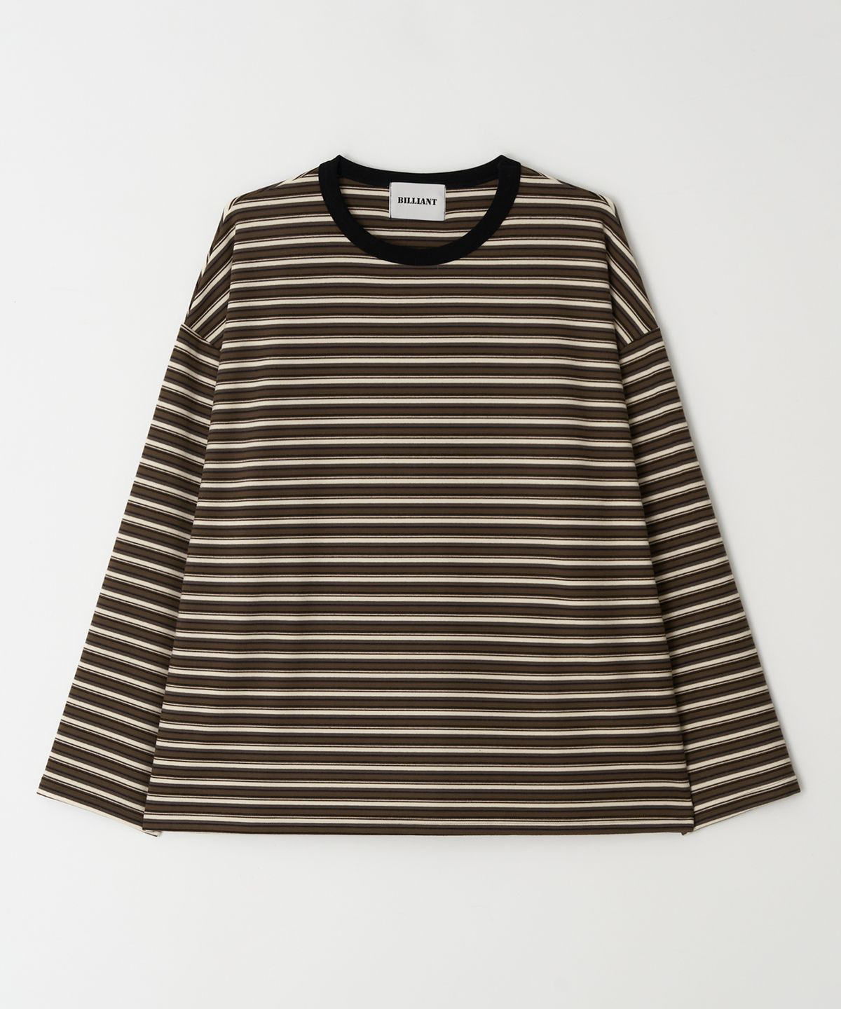 Soft Over Border Knit Brown Ivory