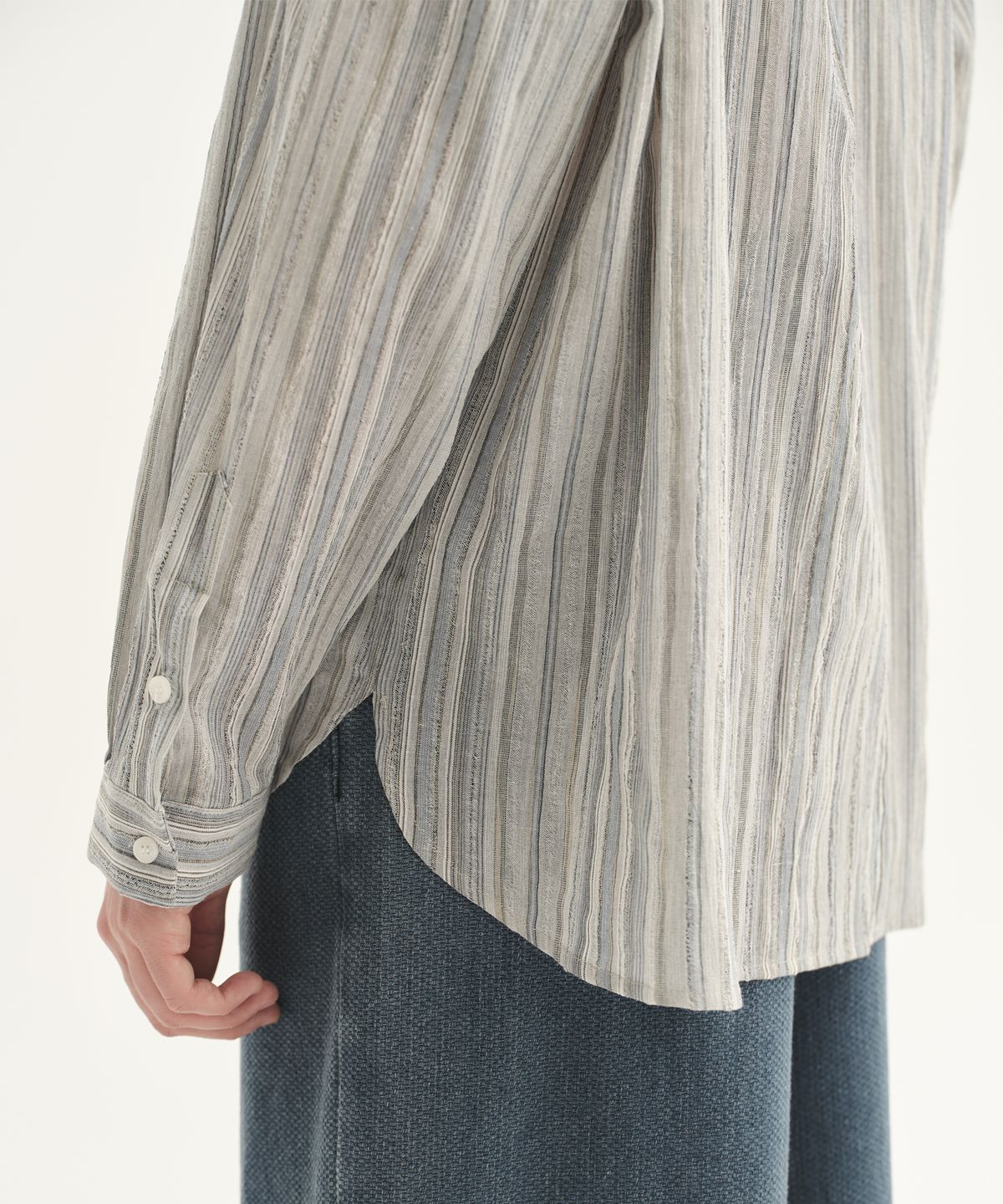 Striped Linen Shirt Grey