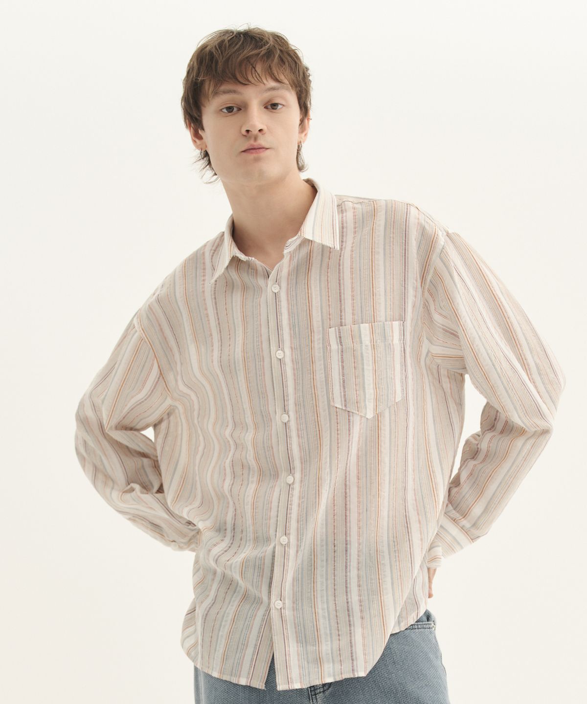 Striped Linen Shirt Red