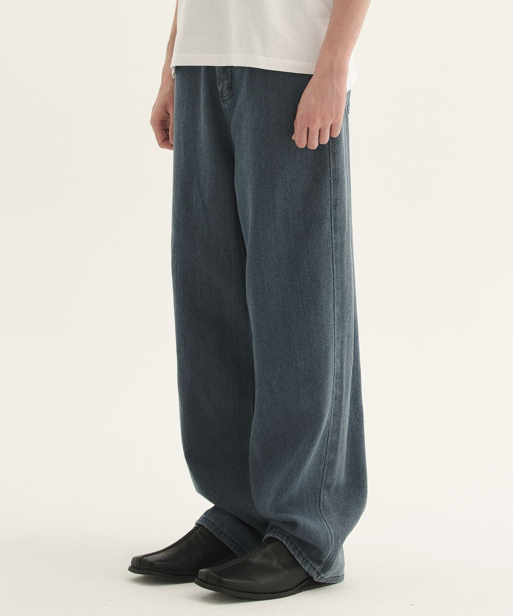 Soft Faded Denim Pants Deep Blue