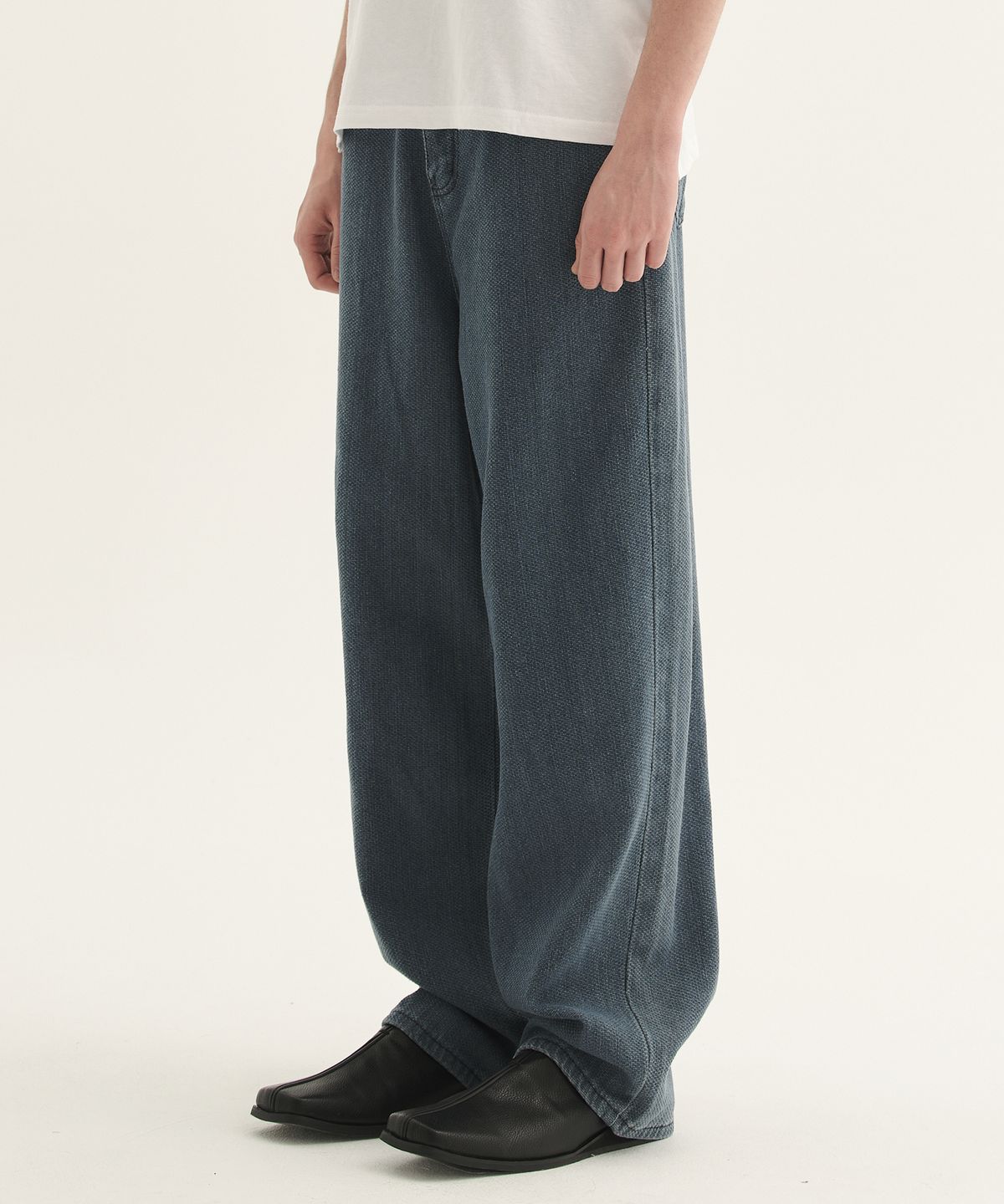 Soft Faded Denim Pants Deep Blue