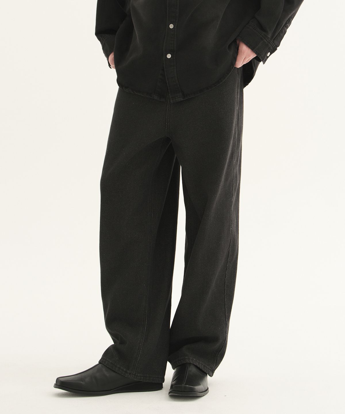 Soft Faded Denim Pants Black