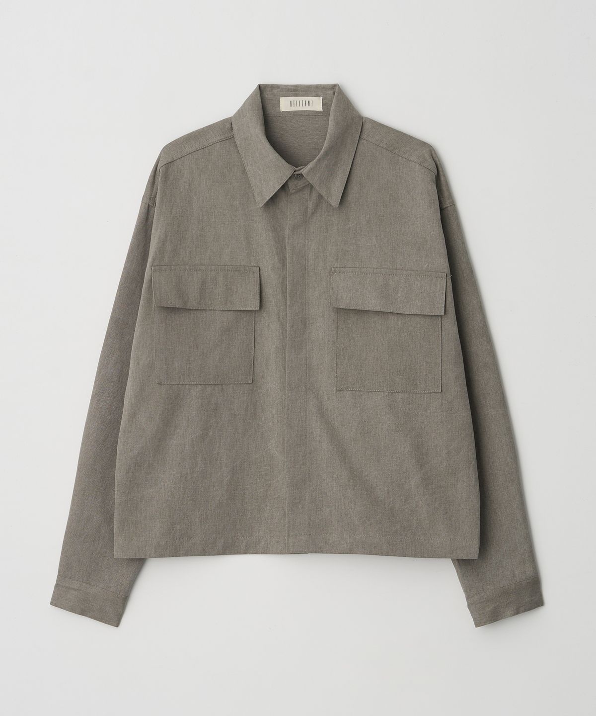 Washed Crop Shirt Jacket Khaki Beige