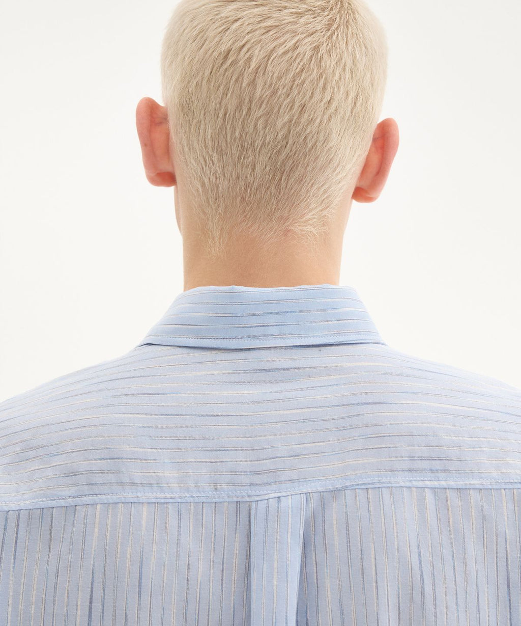 Hyper Stripe Over Shirt Blue