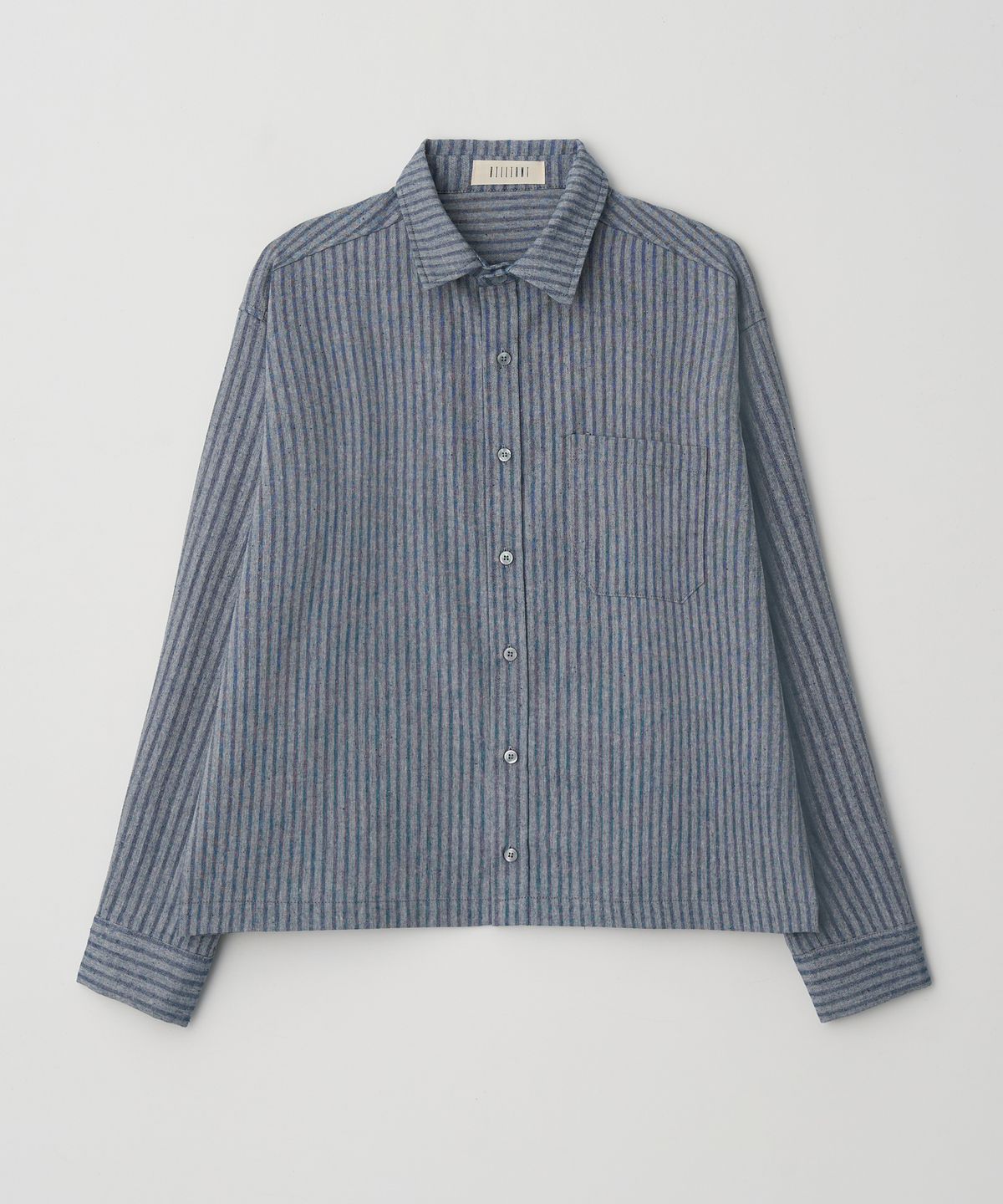 Pintuck Stripe Cropped Shirt Blue