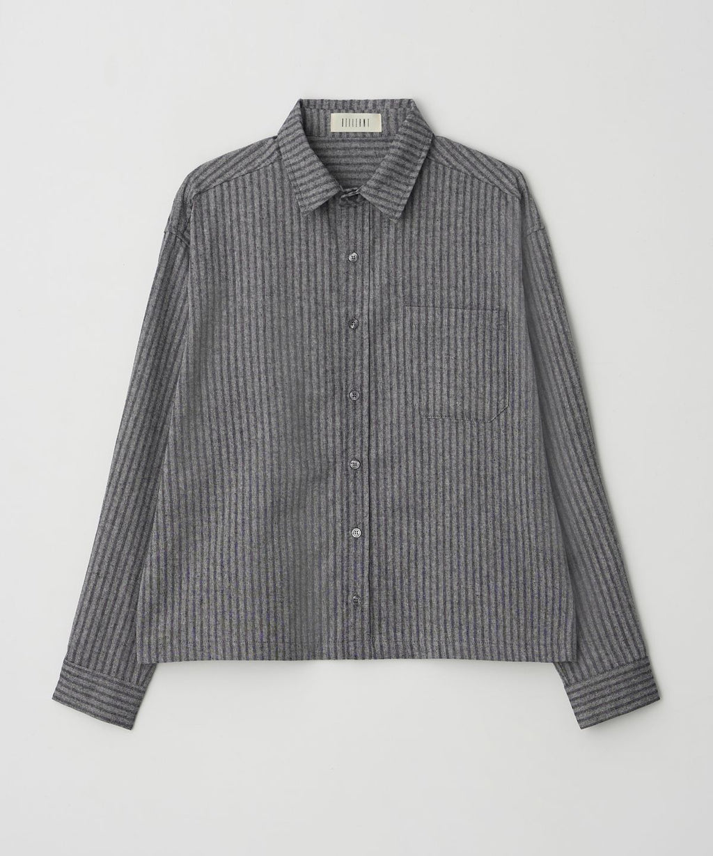 Pintuck Stripe Cropped Shirt Black