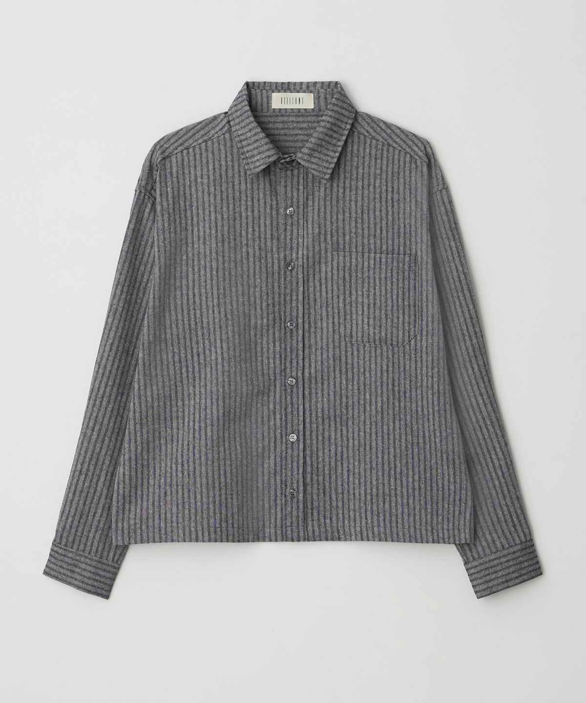 Pintuck Stripe Cropped Shirt Black