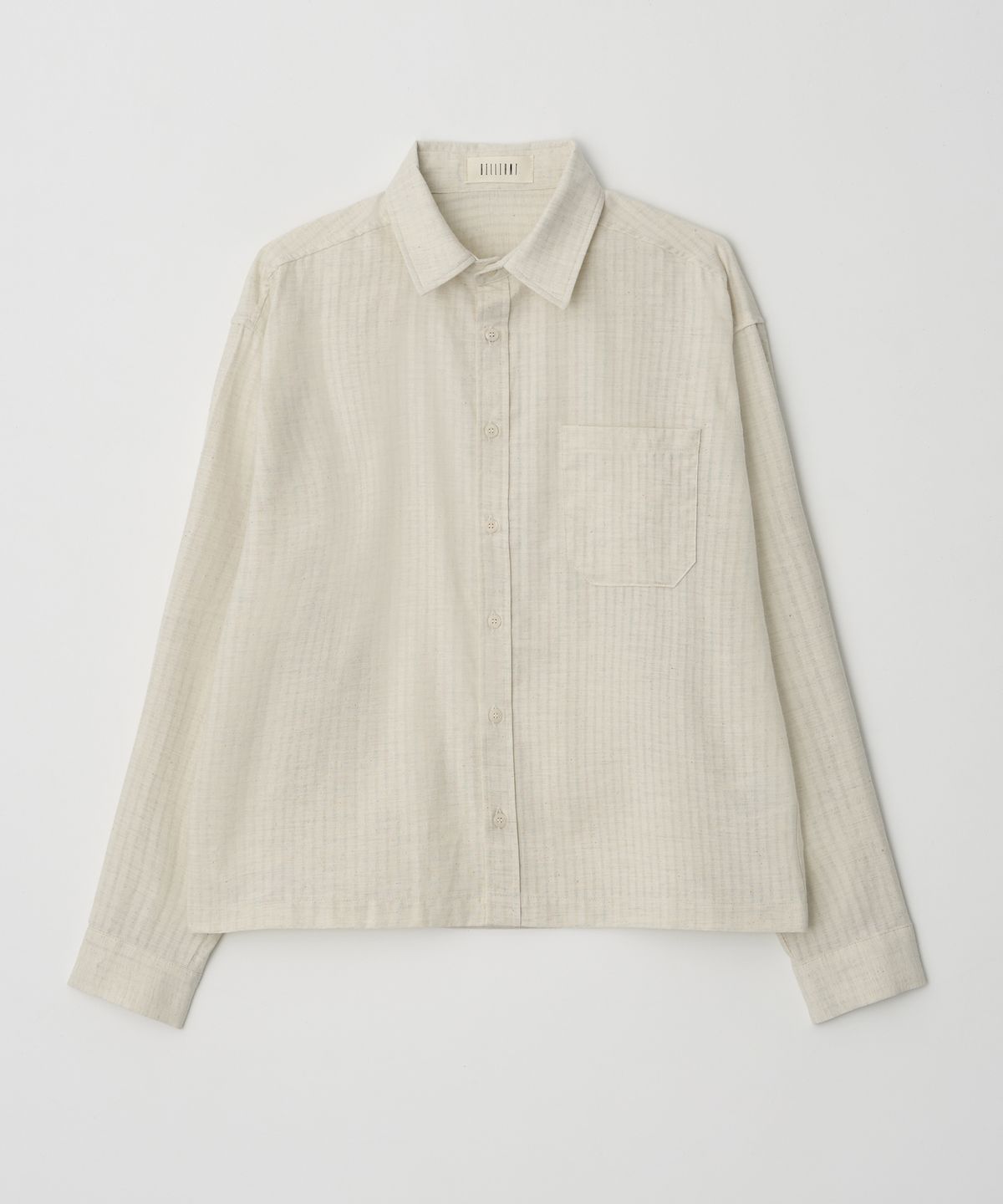 Pintuck Stripe Cropped Shirt Beige