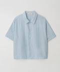 Ribbed Stripe Cropped Shirt Sky Blue