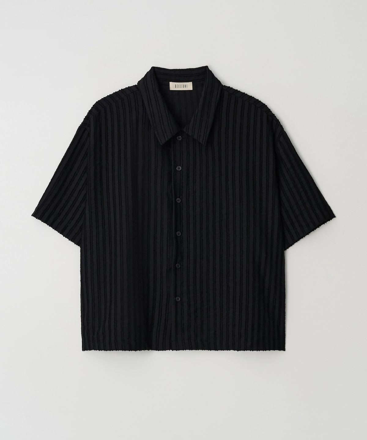 Ribbed Stripe Cropped Shirt Black