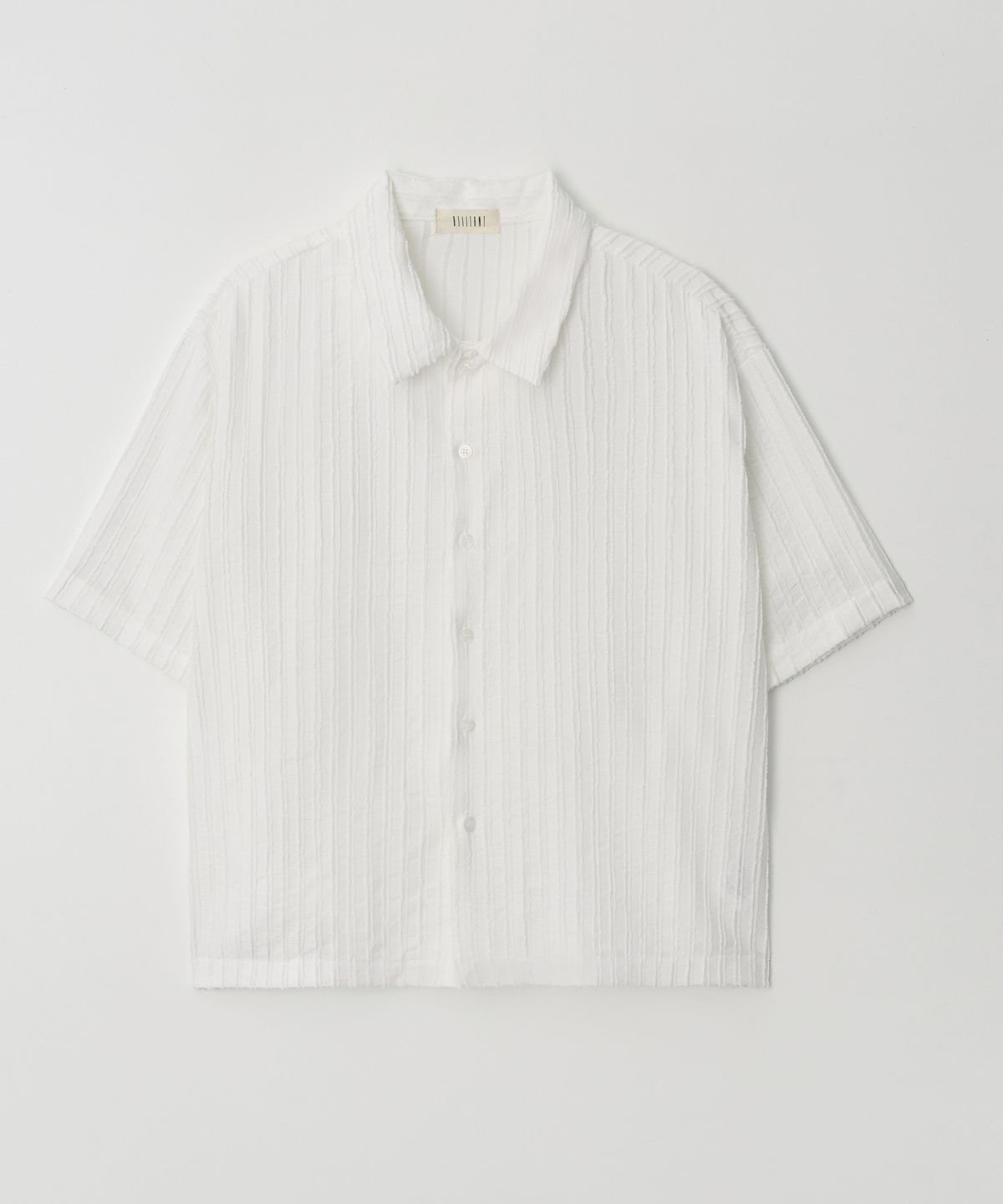 Ribbed Stripe Cropped Shirt Ivory