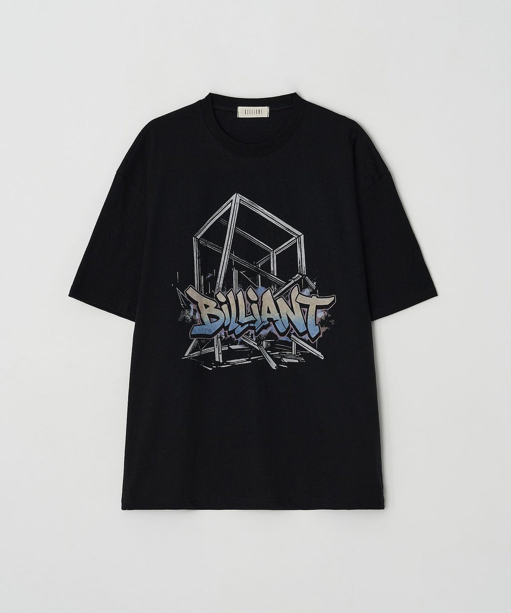 Logo Print Oversized Short Sleeve Tee Black