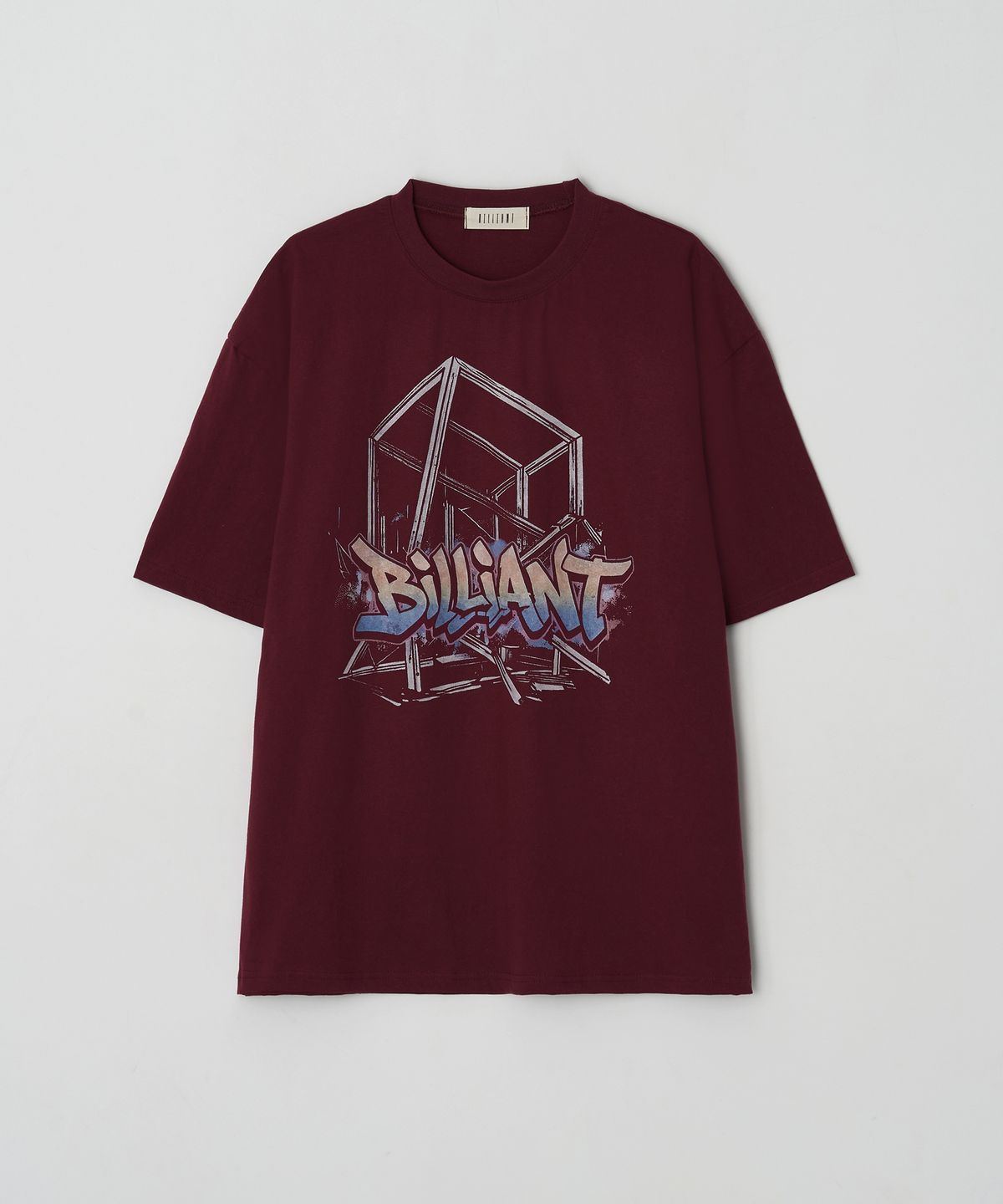 Logo Print Oversized Short Sleeve Tee Wine