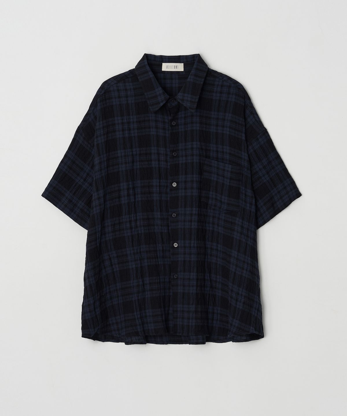 Cosy Check Oversized Short Sleeve Shirt Navy