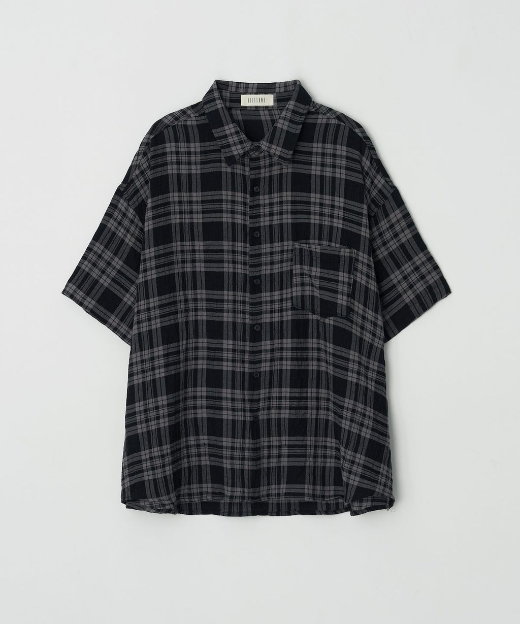 Cosy Check Oversized Short Sleeve Shirt Charcoal