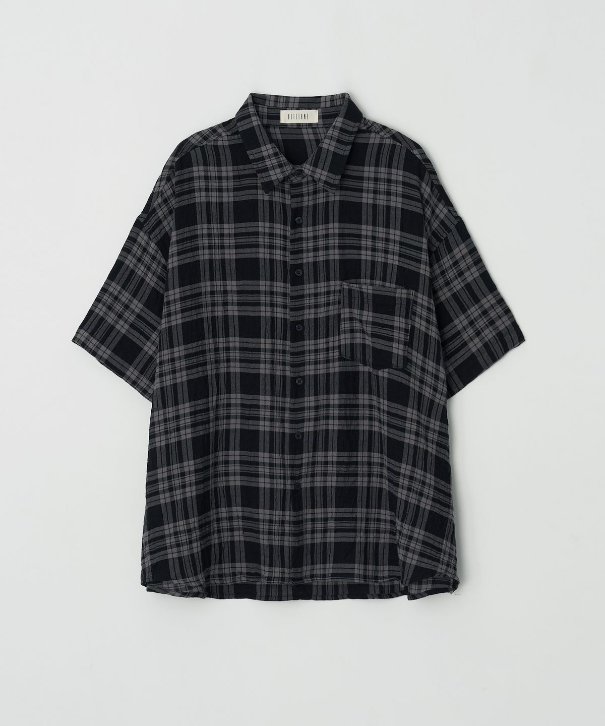 Cosy Check Oversized Short Sleeve Shirt Charcoal