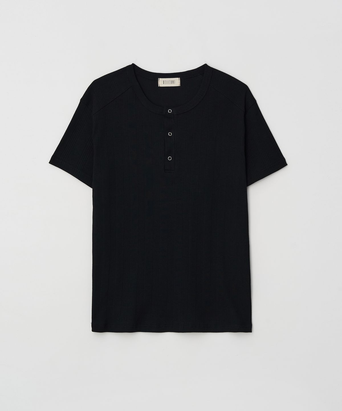 Muscle Fit Basic Henley Black