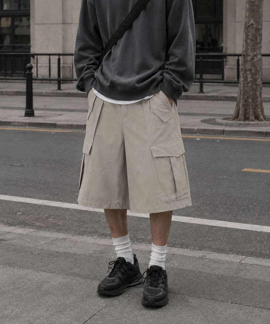 Crove Cargo Semi Bermuda Shorts Beige