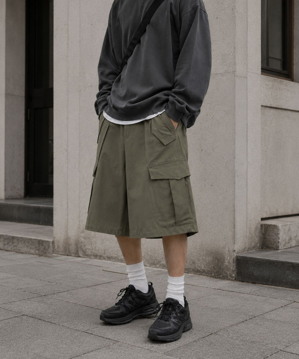 Crove Cargo Semi Bermuda Shorts Khaki